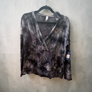 Marika Tie-Dye Women’s Hooded shirt Size S Black Grey